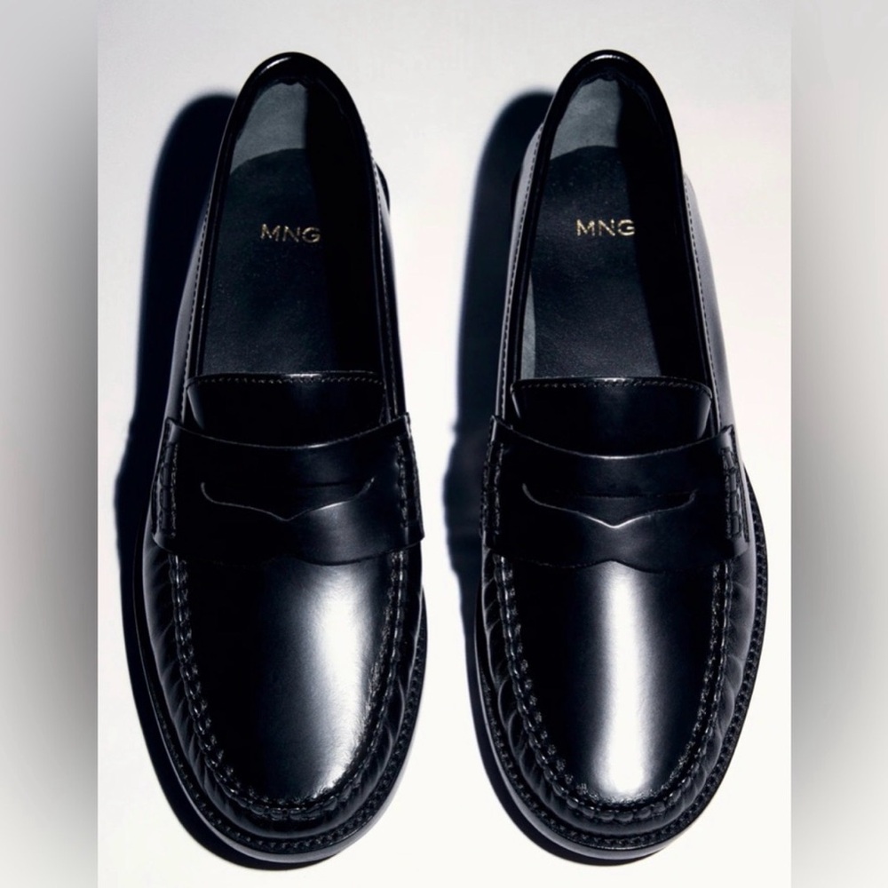 Mango Gathered Moccasin Leather Loafers